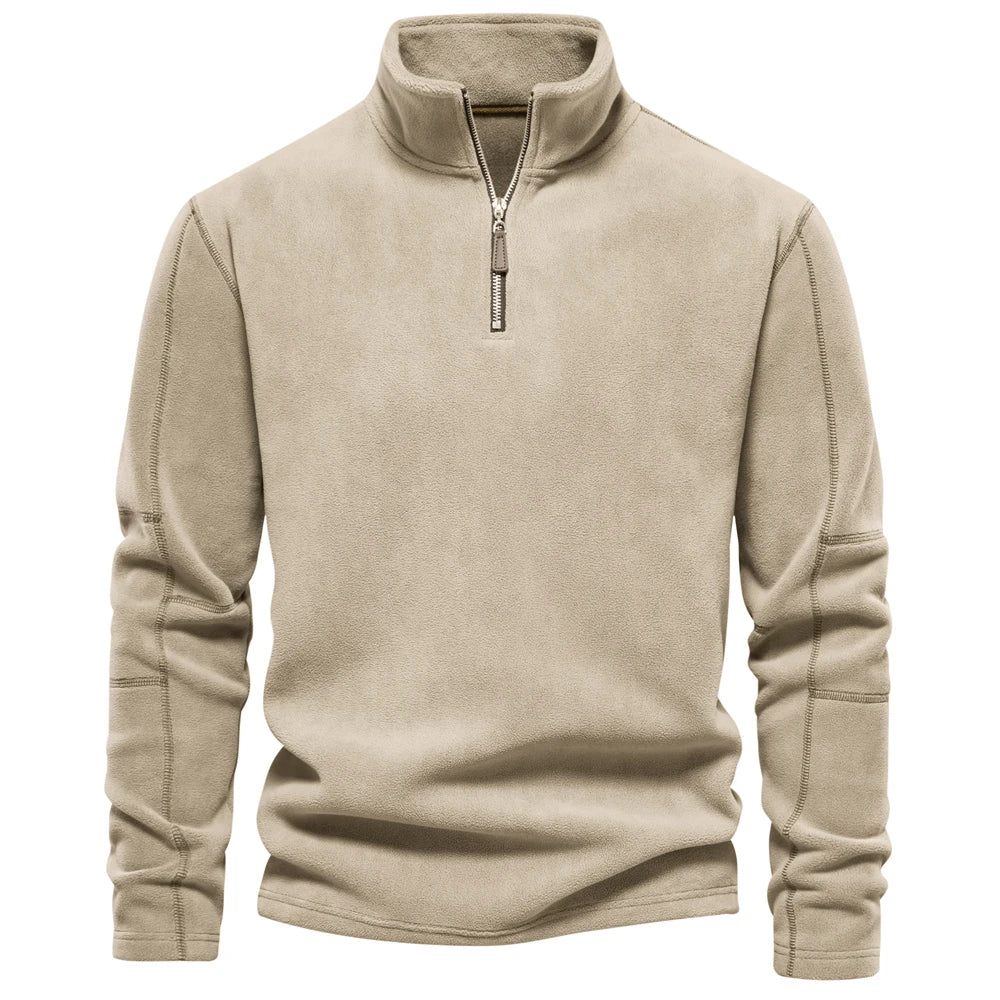 Mens Fleece Pullover Jacket - Warm Zipper Neck Sweatshirt - ZOOMNSTORE