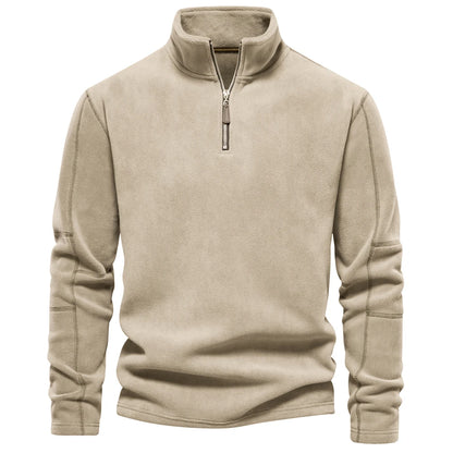 Mens Fleece Pullover Jacket - Warm Zipper Neck Sweatshirt - ZOOMNSTORE
