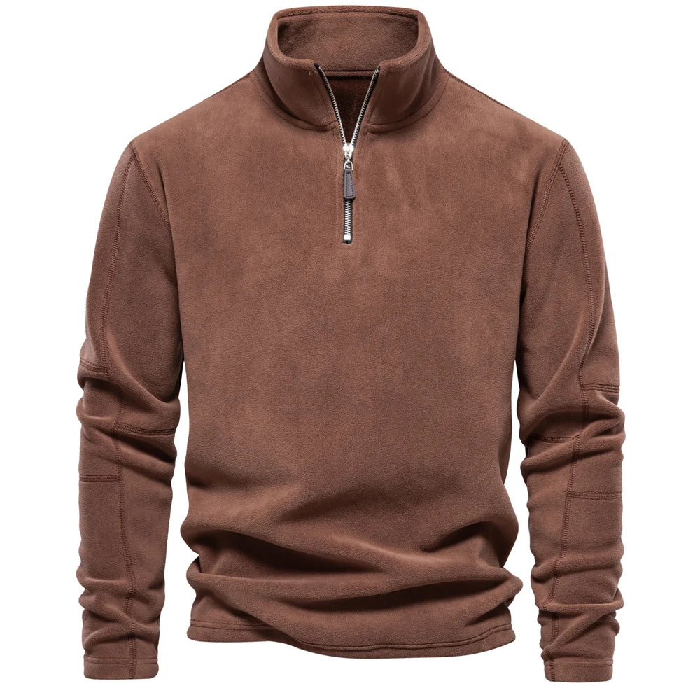 Mens Fleece Pullover Jacket - Warm Zipper Neck Sweatshirt - ZOOMNSTORE