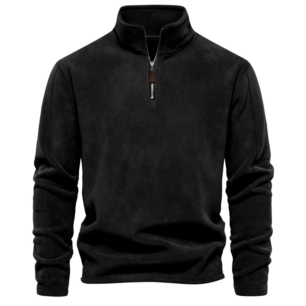 Mens Fleece Pullover Jacket - Warm Zipper Neck Sweatshirt - ZOOMNSTORE