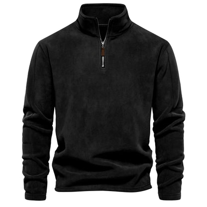 Mens Fleece Pullover Jacket - Warm Zipper Neck Sweatshirt - ZOOMNSTORE