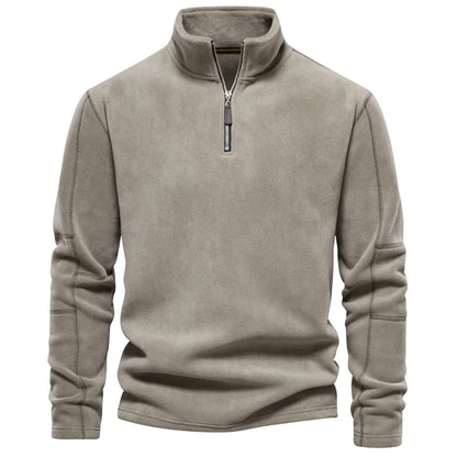 Mens Fleece Pullover Jacket - Warm Zipper Neck Sweatshirt - ZOOMNSTORE