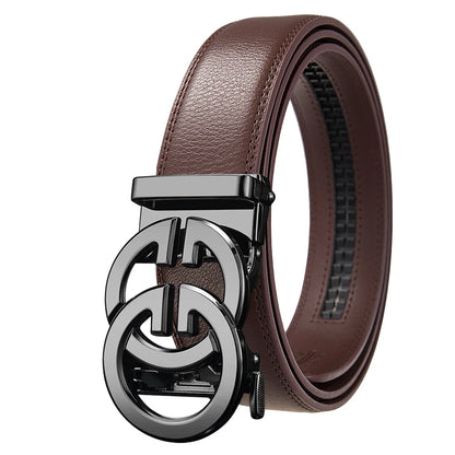 Mens Genuine Leather Automatic Belt - High-Quality Luxury Adjustable Designer Belt - ZOOMNSTORE