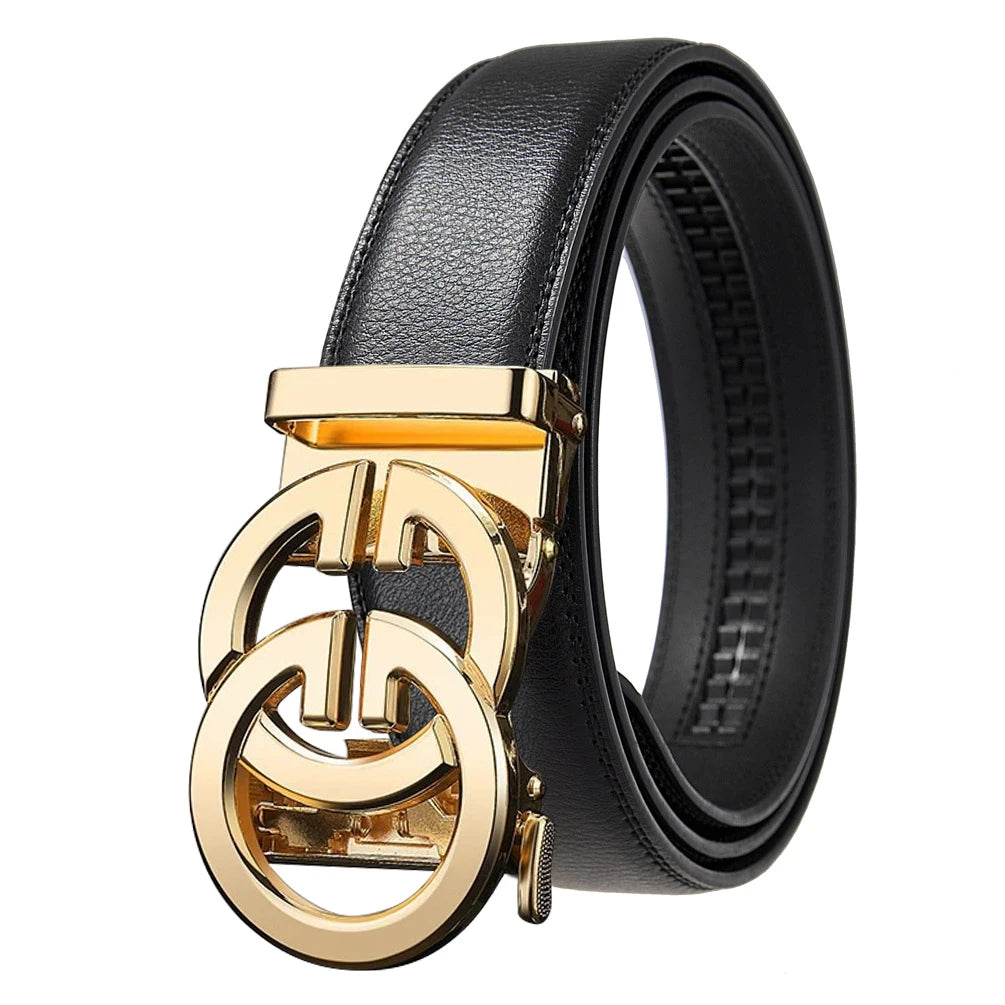 Mens Genuine Leather Automatic Belt - High-Quality Luxury Adjustable Designer Belt - ZOOMNSTORE