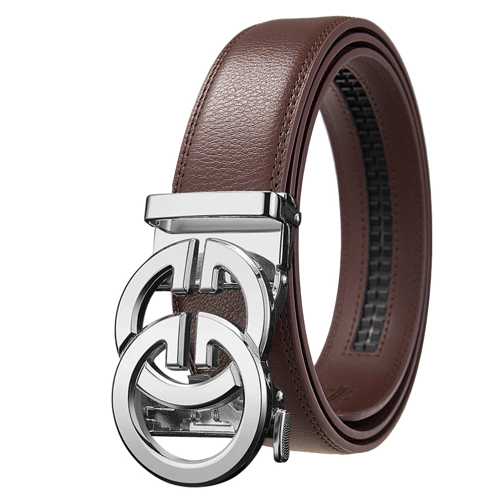 Mens Genuine Leather Automatic Belt - High-Quality Luxury Adjustable Designer Belt - ZOOMNSTORE