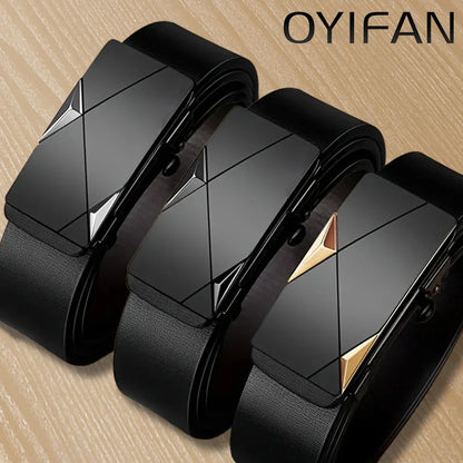 Mens Genuine Leather Automatic Buckle Ratchet Belt - Fashionable Adjustable Design - ZOOMNSTORE