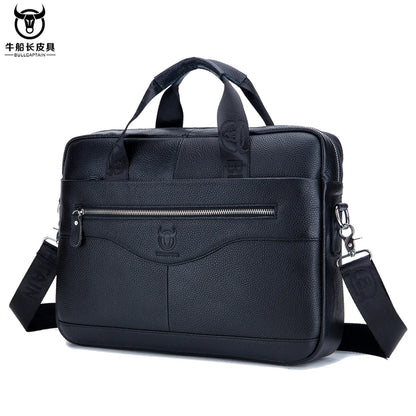 Mens Genuine Leather Briefcase - 14-inch Laptop Messenger Bag for Office Business - ZOOMNSTORE