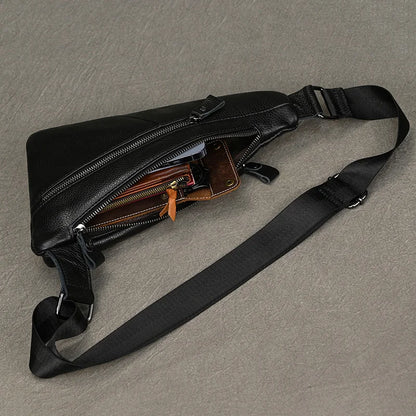 Mens Genuine Leather Sling Bag - Outdoor Crossbody Chest Pack - ZOOMNSTORE