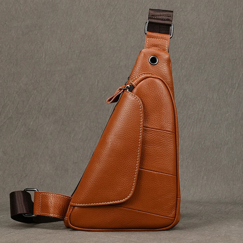Mens Genuine Leather Sling Bag - Outdoor Crossbody Chest Pack - ZOOMNSTORE