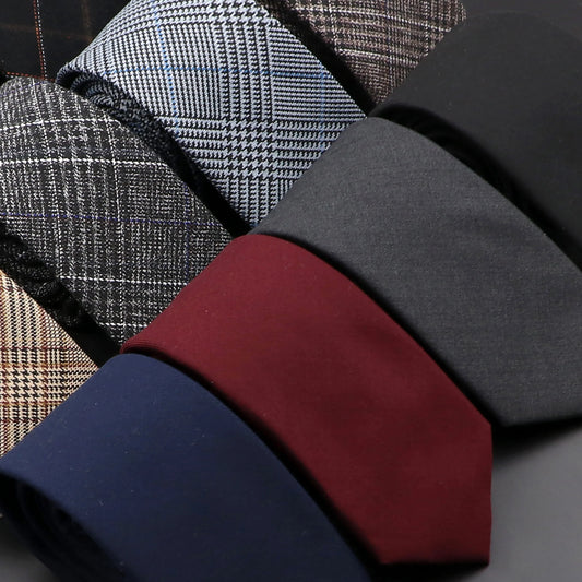 Mens Handmade Skinny Grey Plaid Tie - Classic Cotton Cashmere Accessory - ZOOMNSTORE