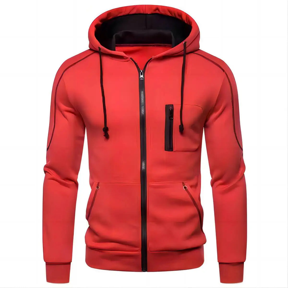 Mens Hoodie Jacket - 2024 Streetwear Long Sleeve Zipper Pullover - ZOOMNSTORE