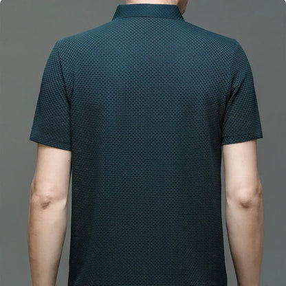 Mens Ice Silk Polo Shirt - Breathable Short Sleeve Business Tee - ZOOMNSTORE