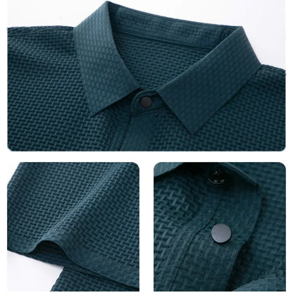 Mens Ice Silk Polo Shirt - Breathable Short Sleeve Business Tee - ZOOMNSTORE