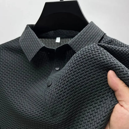 Mens Ice Silk Polo Shirt - Breathable Short Sleeve Business Tee - ZOOMNSTORE