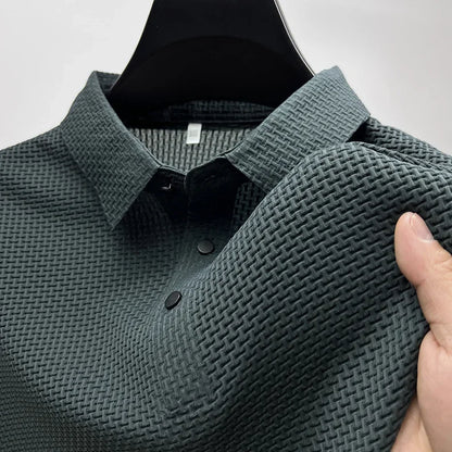 Mens Ice Silk Polo Shirt - Breathable Short Sleeve Business Tee - ZOOMNSTORE