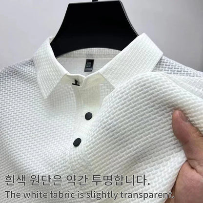 Mens Ice Silk Polo Shirt - Breathable Short Sleeve Business Tee - ZOOMNSTORE