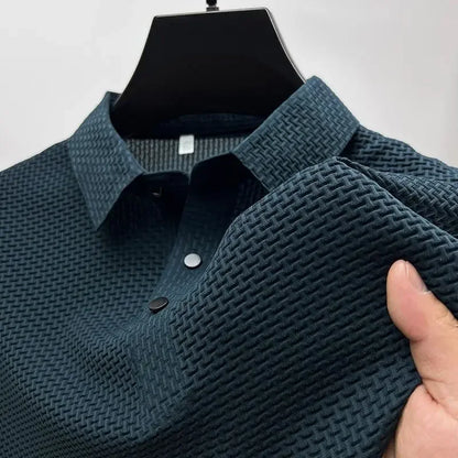 Mens Ice Silk Polo Shirt - Breathable Short Sleeve Business Tee - ZOOMNSTORE