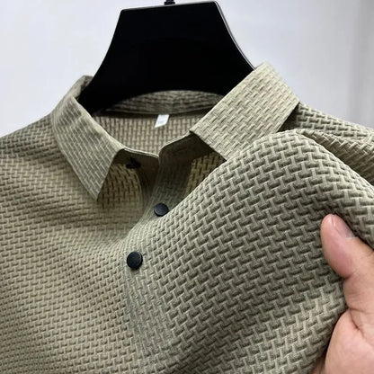 Mens Ice Silk Polo Shirt - Breathable Short Sleeve Business Tee - ZOOMNSTORE