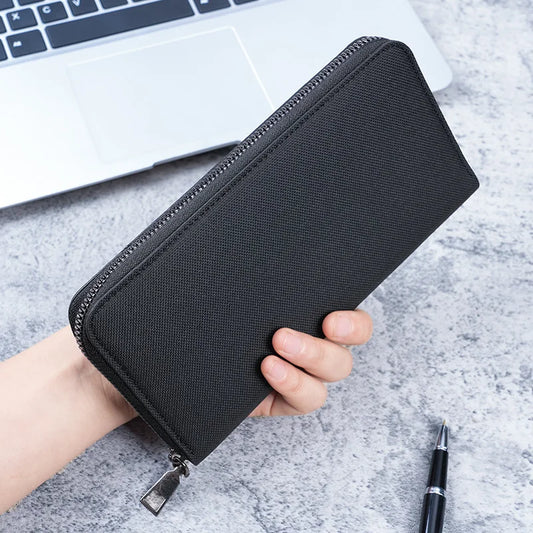 Mens Large Capacity Canvas Wallet - Multi-Card Zipper Clutch - ZOOMNSTORE