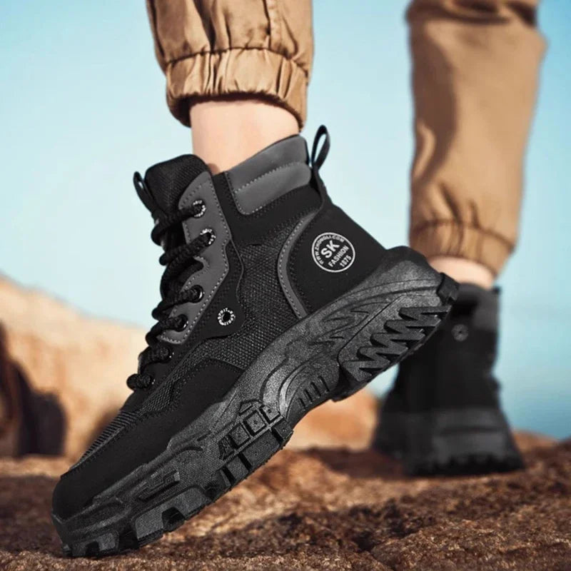 Mens Leather Boots - Durable Ankle Work & Motorcycle Platform Boots for Men - ZOOMNSTORE