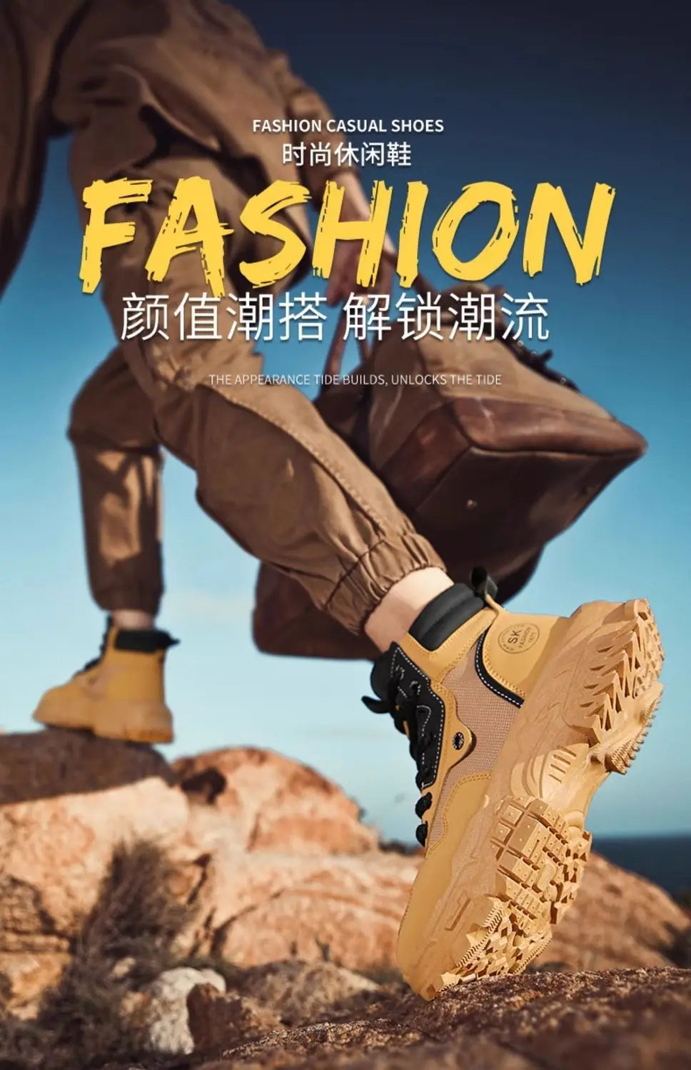 Mens Leather Boots - Durable Ankle Work & Motorcycle Platform Boots for Men - ZOOMNSTORE