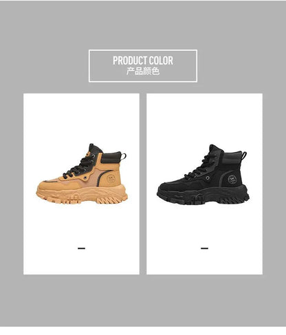 Mens Leather Boots - Durable Ankle Work & Motorcycle Platform Boots for Men - ZOOMNSTORE