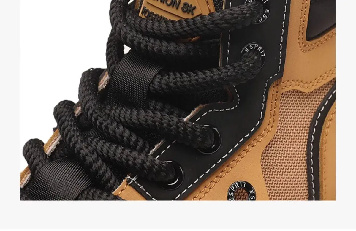 Mens Leather Boots - Durable Ankle Work & Motorcycle Platform Boots for Men - ZOOMNSTORE