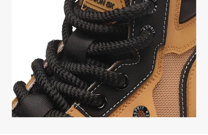 Mens Leather Boots - Durable Ankle Work & Motorcycle Platform Boots for Men - ZOOMNSTORE