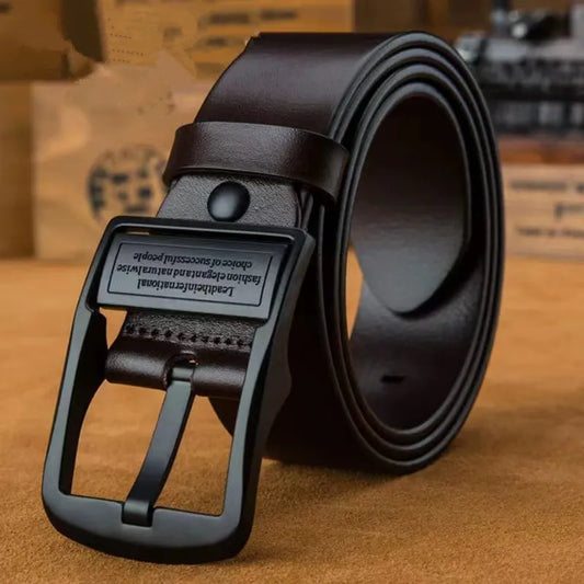 Mens Leather Cowhide Belt - Luxury Fashion Pin Buckle Strap - ZOOMNSTORE