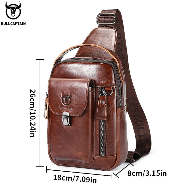 Mens Leather Crossbody Bag - Anti-Theft Chest Bag for Mobile Phones - ZOOMNSTORE