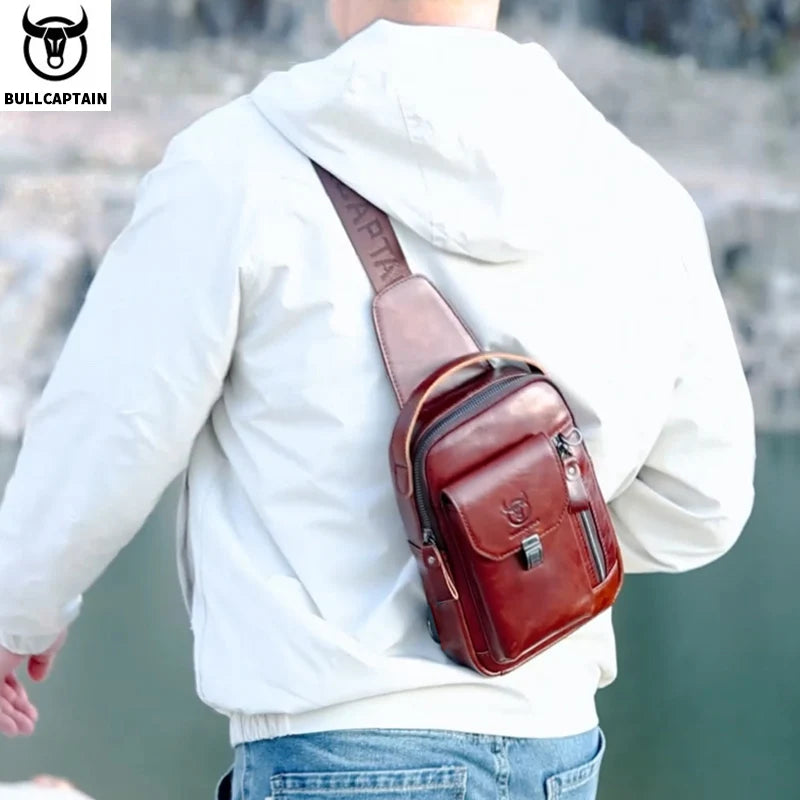 Mens Leather Crossbody Bag - Anti-Theft Chest Bag for Mobile Phones - ZOOMNSTORE
