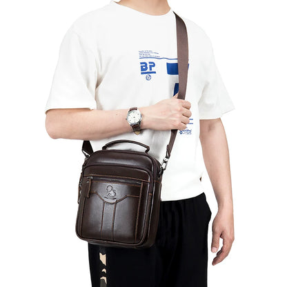 Mens Leather Crossbody Bag - Trendy Retro Cowhide Shoulder Bag - ZOOMNSTORE