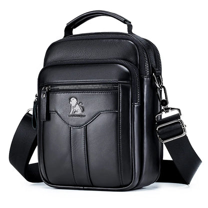 Mens Leather Crossbody Bag - Trendy Retro Cowhide Shoulder Bag - ZOOMNSTORE