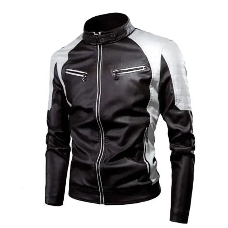Mens Leather Motorcycle Jacket - Fashionable Casual Vintage Spring Autumn Wear - ZOOMNSTORE