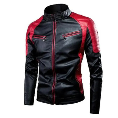 Mens Leather Motorcycle Jacket - Fashionable Casual Vintage Spring Autumn Wear - ZOOMNSTORE