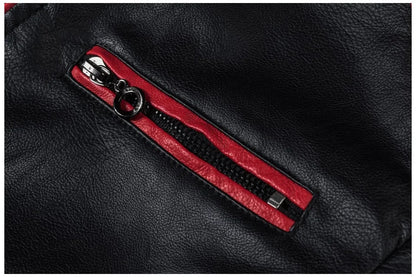 Mens Leather Motorcycle Jacket - Fashionable Casual Vintage Spring Autumn Wear - ZOOMNSTORE