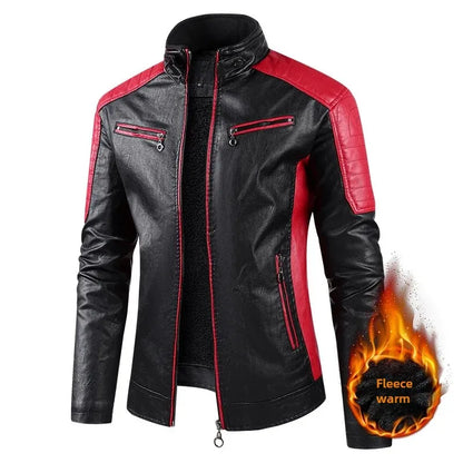 Mens Leather Motorcycle Jacket - Fashionable Casual Vintage Spring Autumn Wear - ZOOMNSTORE