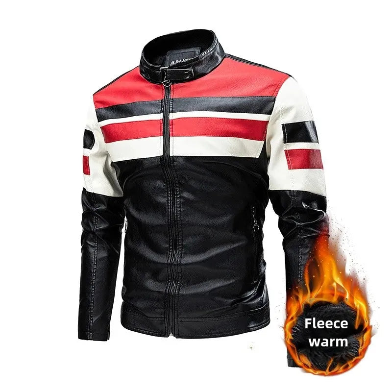 Mens Leather Motorcycle Jacket - Fashionable Casual Vintage Spring Autumn Wear - ZOOMNSTORE