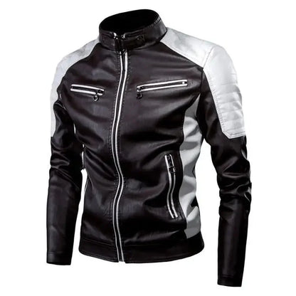 Mens Leather Motorcycle Jacket - Fashionable Casual Vintage Spring Autumn Wear - ZOOMNSTORE