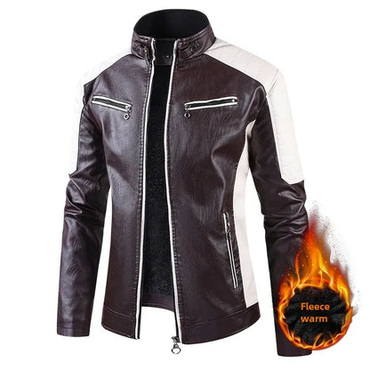 Mens Leather Motorcycle Jacket - Fashionable Casual Vintage Spring Autumn Wear - ZOOMNSTORE