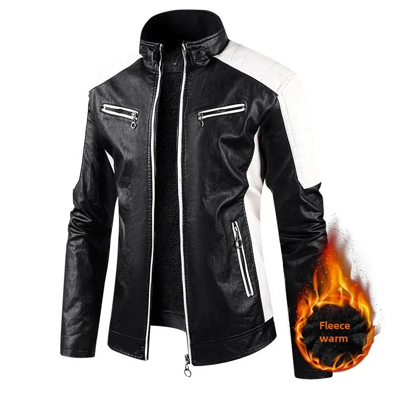 Mens Leather Motorcycle Jacket - Fashionable Casual Vintage Spring Autumn Wear - ZOOMNSTORE