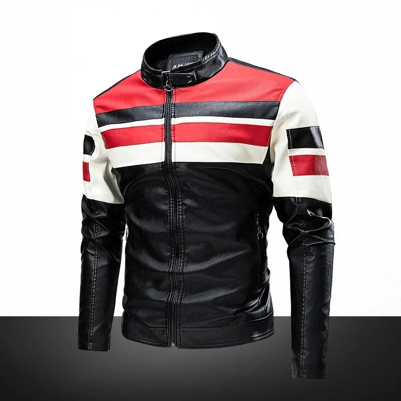 Mens Leather Motorcycle Jacket - Fashionable Casual Vintage Spring Autumn Wear - ZOOMNSTORE