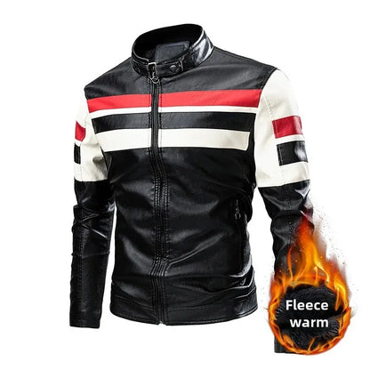 Mens Leather Motorcycle Jacket - Fashionable Casual Vintage Spring Autumn Wear - ZOOMNSTORE