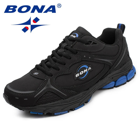 Mens Leather Running Shoes - Comfortable Lace-Up Outdoor Sneakers - ZOOMNSTORE