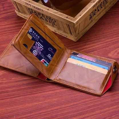 Mens Leather Wallet - 100 Dollar Pattern Zipper Coin Pocket Card Holder - ZOOMNSTORE