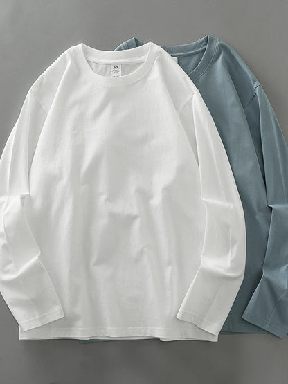 Mens Long Sleeve Tee - Breathable Cotton Crew Neck Shirt | Loose Fit Casual Tops - ZOOMNSTORE