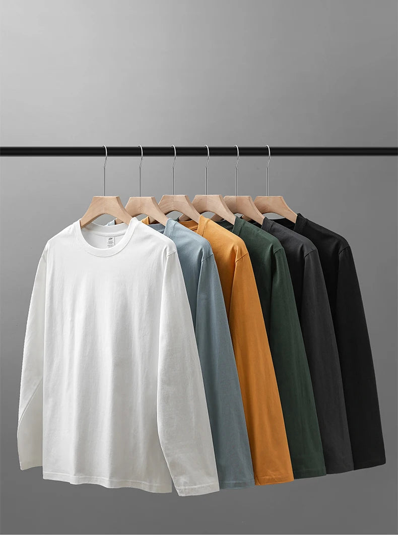 Mens Long Sleeve Tee - Breathable Cotton Crew Neck Shirt | Loose Fit Casual Tops - ZOOMNSTORE