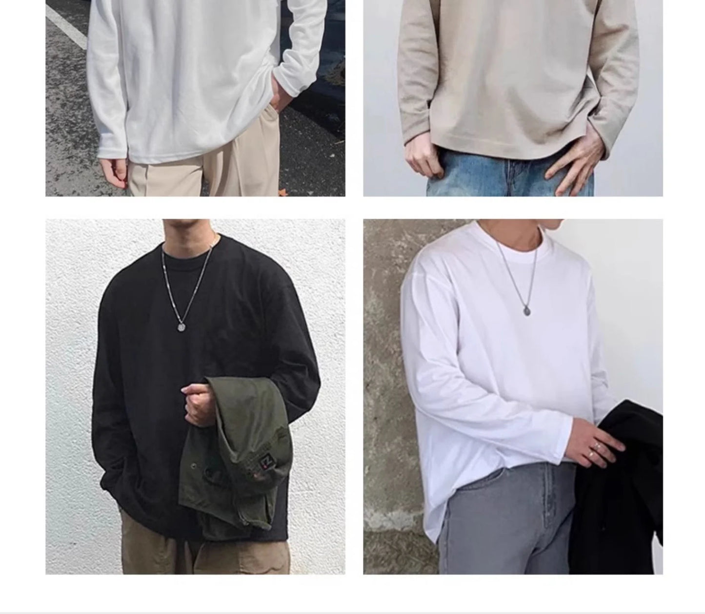 Mens Long Sleeve Tee - Breathable Cotton Crew Neck Shirt | Loose Fit Casual Tops - ZOOMNSTORE
