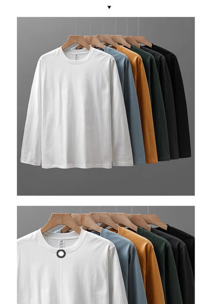 Mens Long Sleeve Tee - Breathable Cotton Crew Neck Shirt | Loose Fit Casual Tops - ZOOMNSTORE