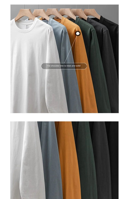 Mens Long Sleeve Tee - Breathable Cotton Crew Neck Shirt | Loose Fit Casual Tops - ZOOMNSTORE